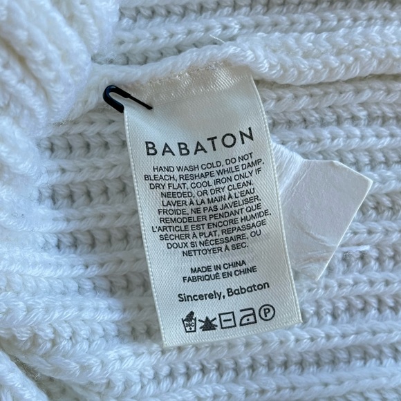 Aritzia Babaton Roger White Knit Wool Relaxed Warm Cozy Coastal Sweater Size M - Picture 14 of 16